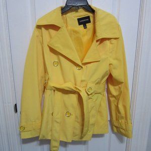 London Fog Yellow Double Breasted Belted Collared Trench Coat Size L Women's